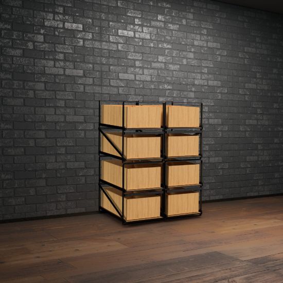 Lagersystem für Weinkisten mit jeweils 12 Flaschen
