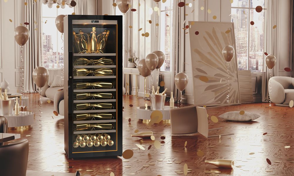 Eine elegante Aufbewahrungslösung Ihrer Champagner-Flaschen bei idealer Serviertemperatur.