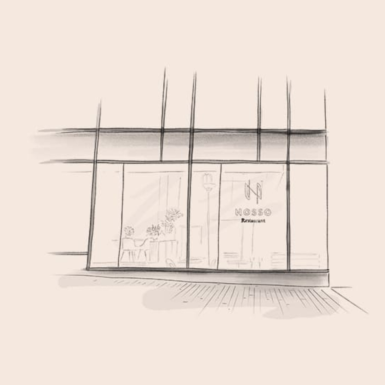 Illustration des Restaurants Le Nosso in Paris Frankreich Illustration des Restaurants Le Nosso in Paris Frankreich
