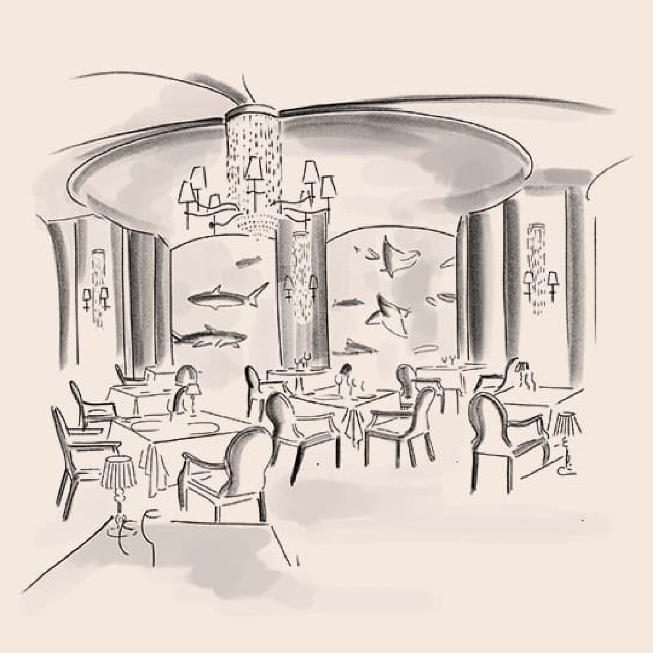 Illustration - Im Keller des Ossiano - The Palm - Dubai, Vereinigte Arabische Emirate Illustration - Im Keller des Ossiano - The Palm - Dubai, Vereinigte Arabische Emirate