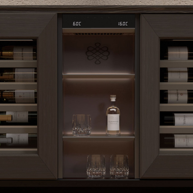 Weinschrank Harmonie - Nische und Möbelverkleidung rauchbraun Weinschrank Harmonie - Nische und Möbelverkleidung rauchbraun