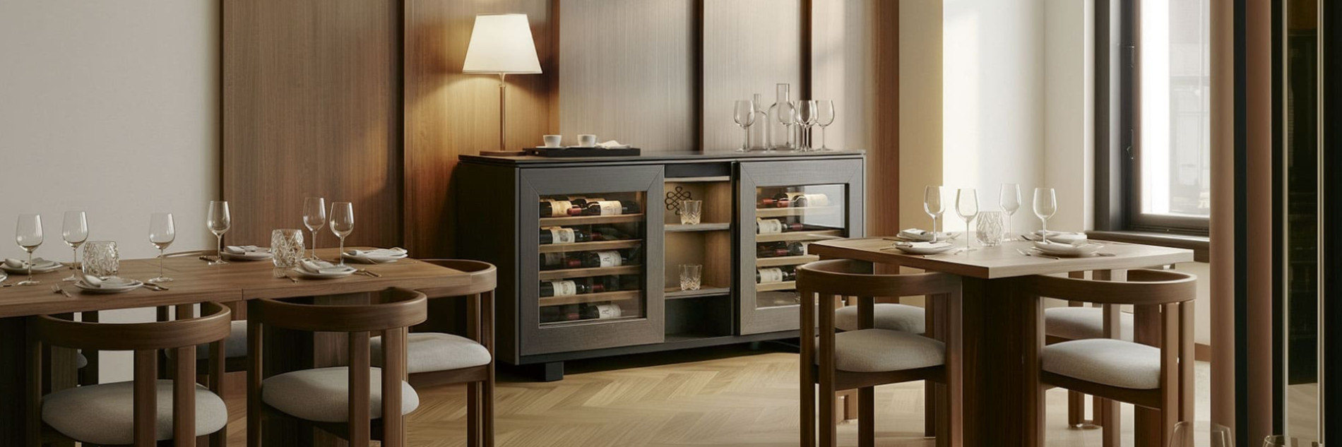 Premium Weinpräsentation mit Weinkühlschrank Harmonie in einem Restaurant