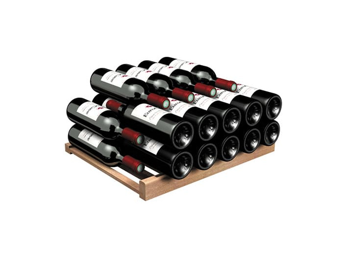Stabiles Lagerregal aus Holz zum Stapeln von bis zu 50 Flaschen unterschiedlicher Größe.